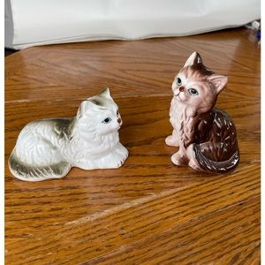 2 Bone China Cat Figurines.
